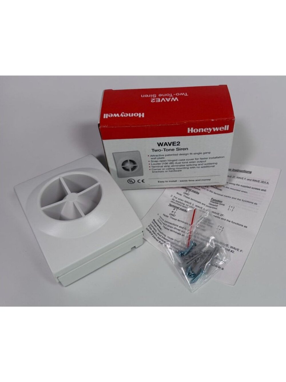 Honeywell Two-Tone Siren WAVE2 Wall Plate 106dB Indoor Audible Signal Device